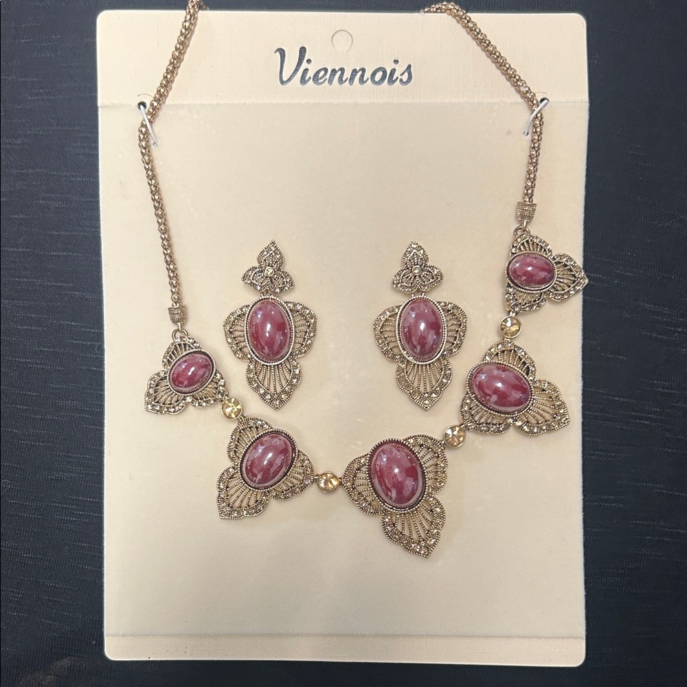 Gold and Pink Jewelry Set